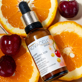 Sérum Facial NovaCell Cereza con Ácido Hialurónico, Vitamina C y Aminoácidos – Hidratación, Glow y Piel Firme